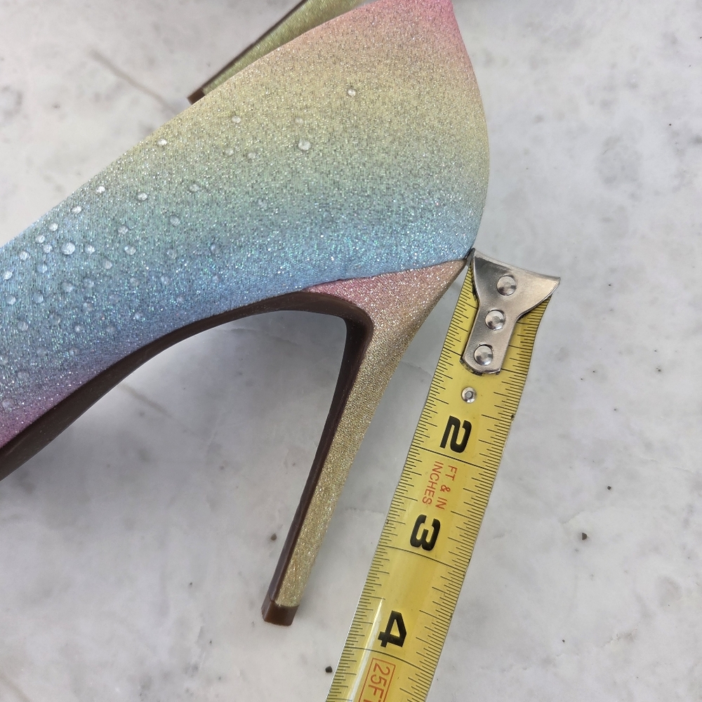 Jessica Simpson Multicolor Rainbow Ombre Rhinestone Heels Pumps NWT Pointed Toe - Picture 12 of 12